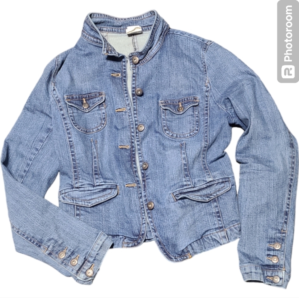 Lee Jean Jacket‎ Blue Denim Cotton Spandex Tapered Lightweight M
